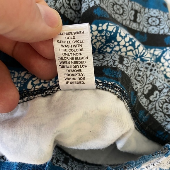 CATO Women's Blue/White‎ Fair Isle Elastic Waist Casual Leggings 22/24W Stretchy - Picture 6 of 11